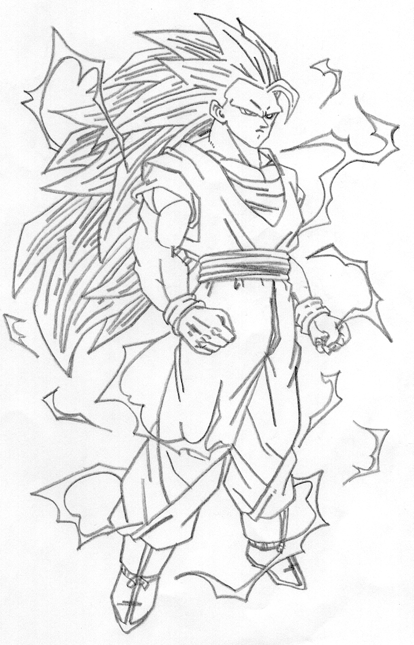 Desenho de Goku Super Saiyajin para colorir, desenho do goku para