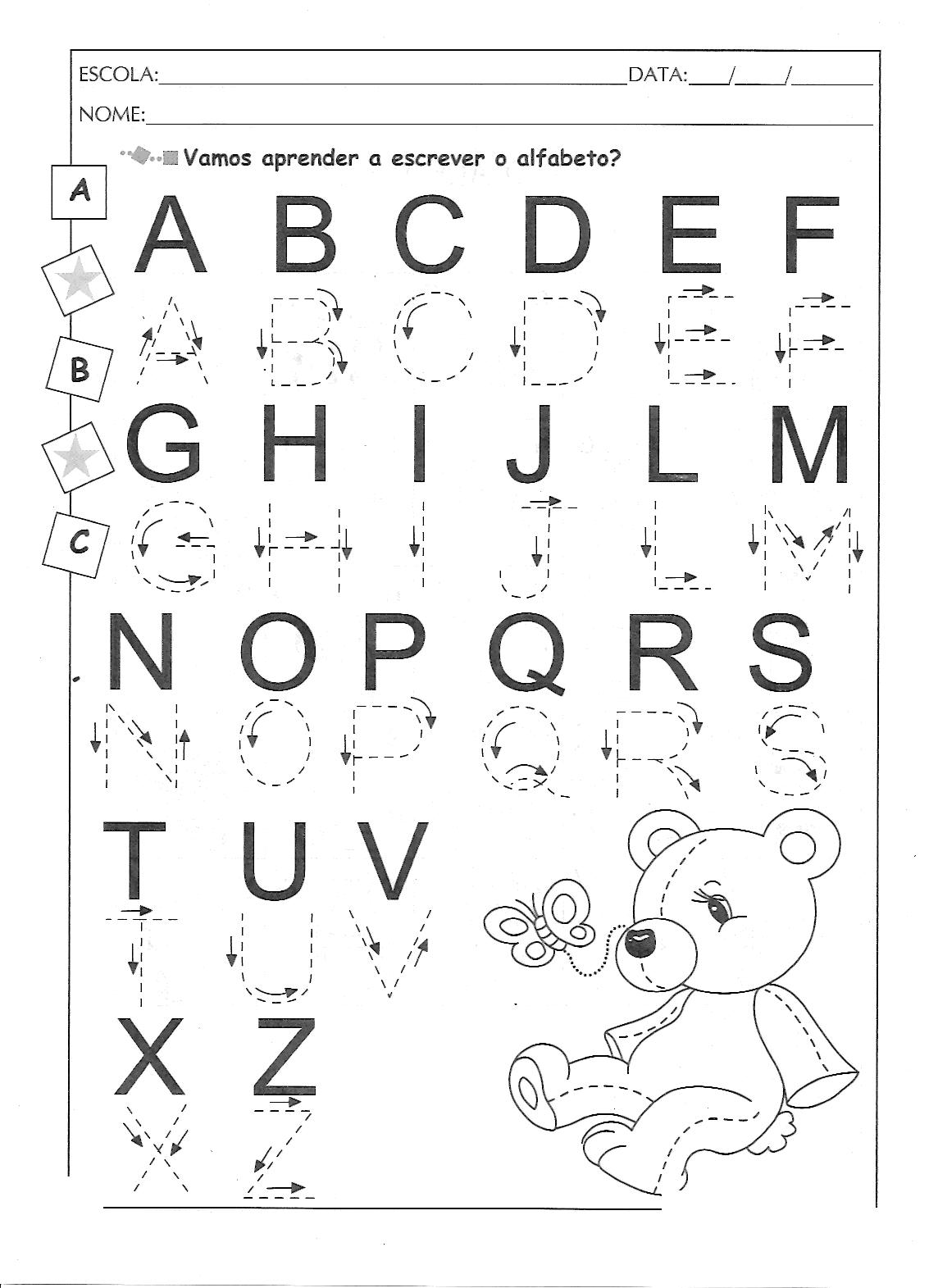 Atividade Alfabeto Educação Infantil