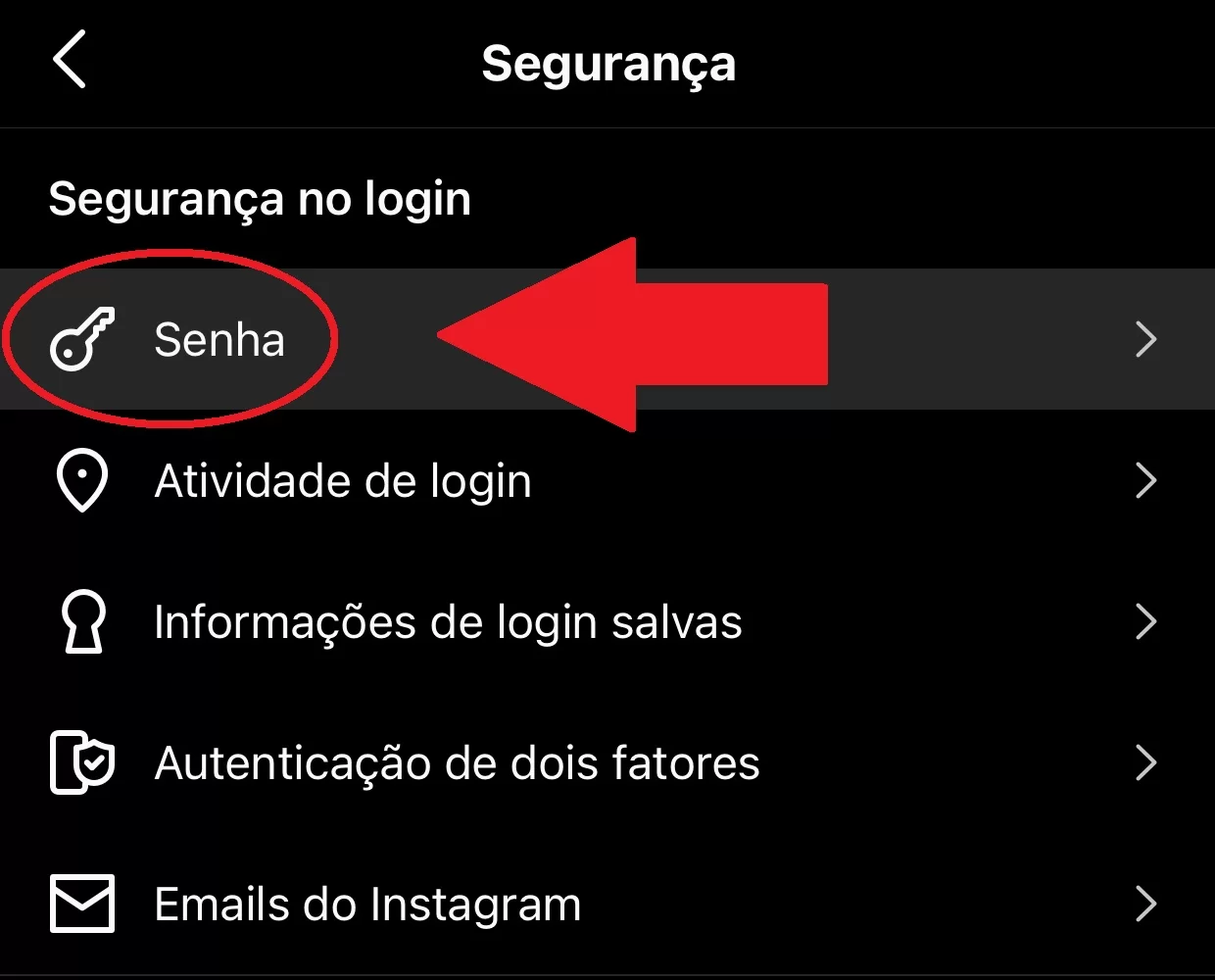 mudar a senha do Instagram