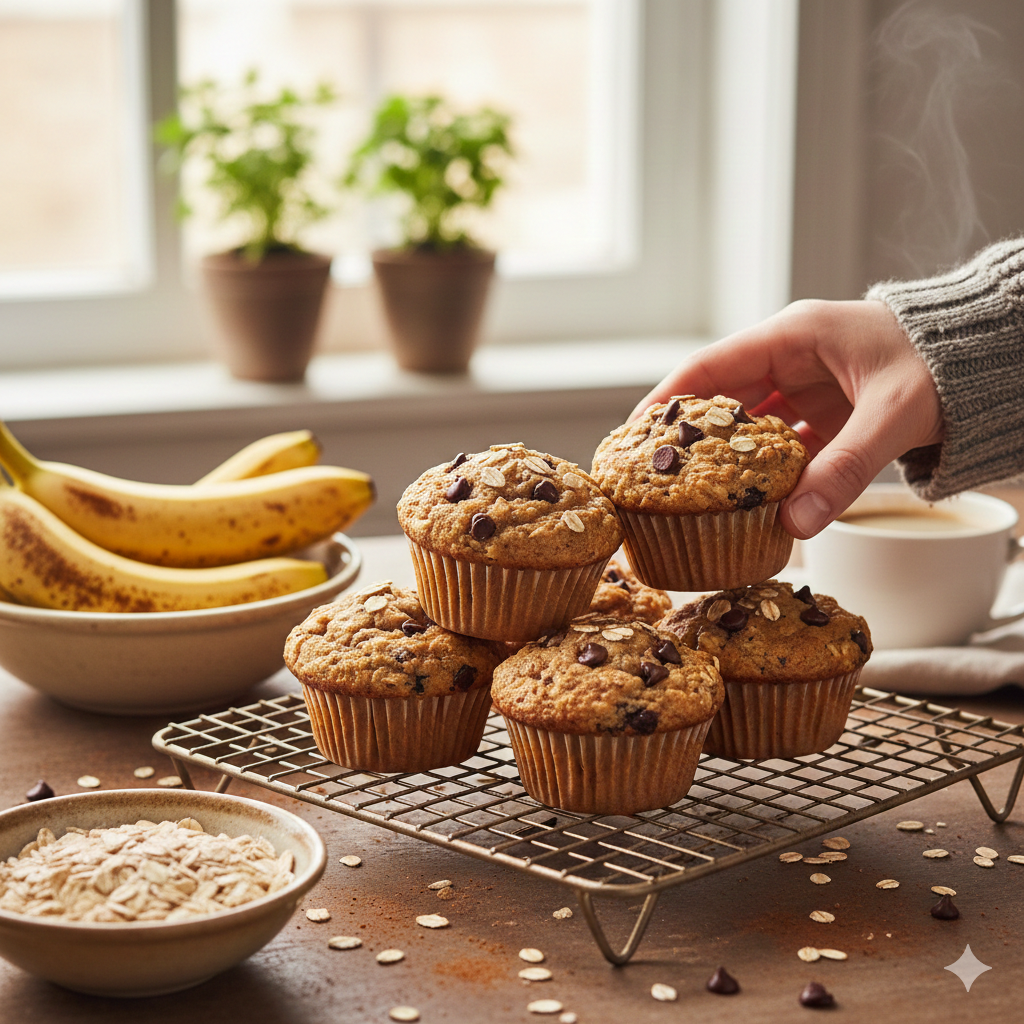 bolinhos de banana com aveia