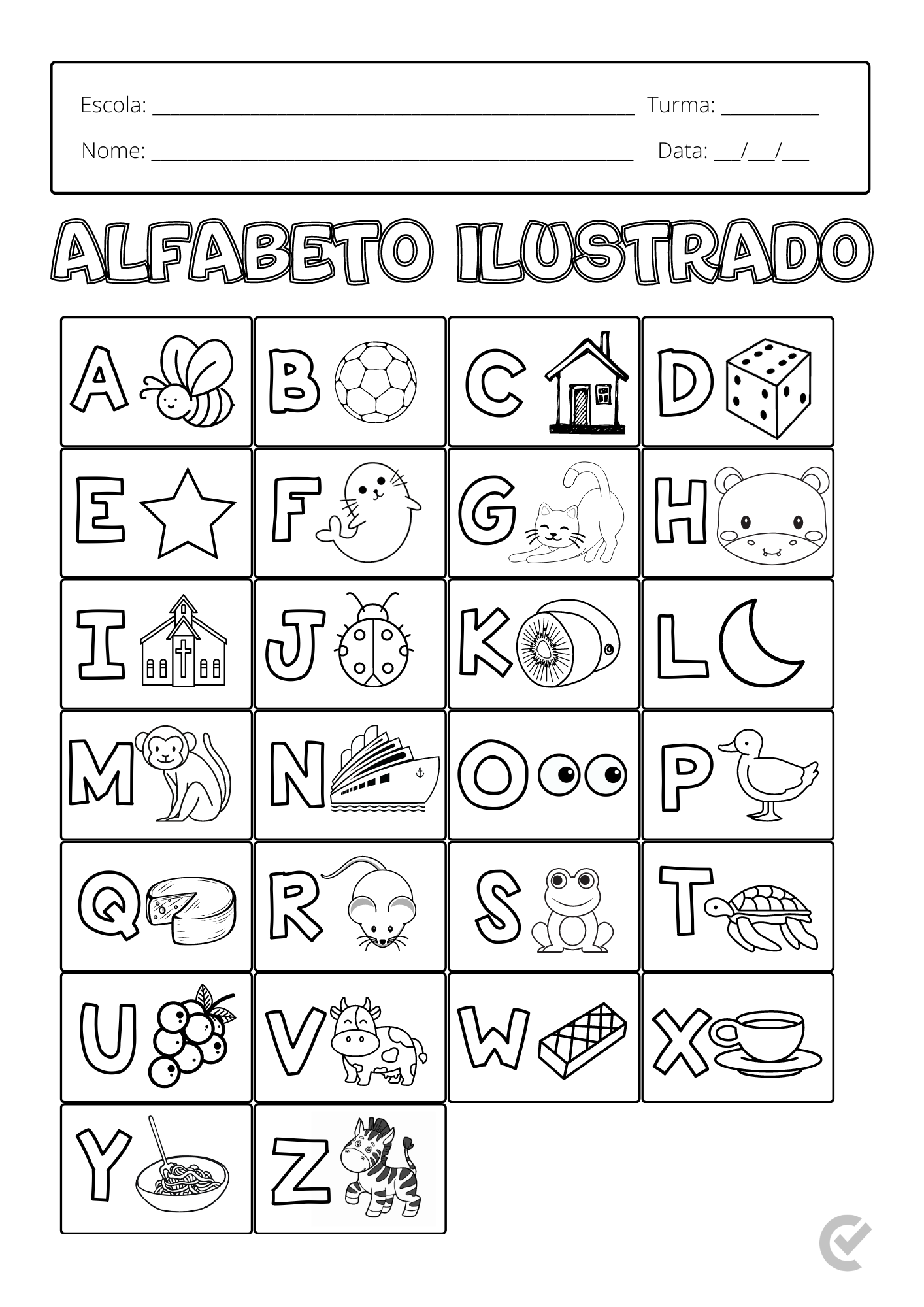 Atividade Alfabeto Educação Infantil