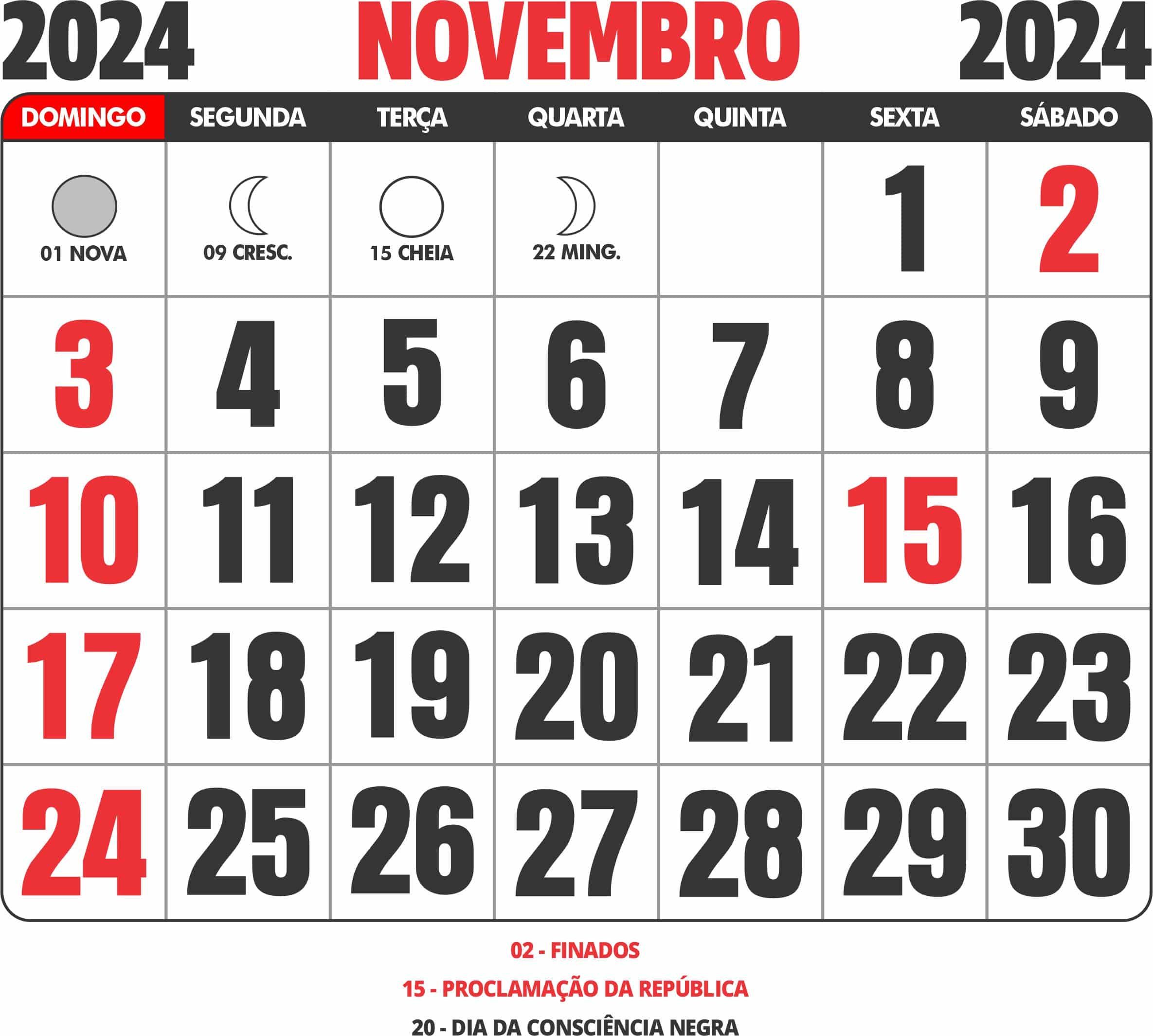 calendário de novembro