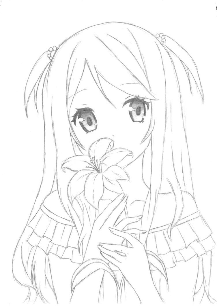 Desenho de Menina anime para colorir