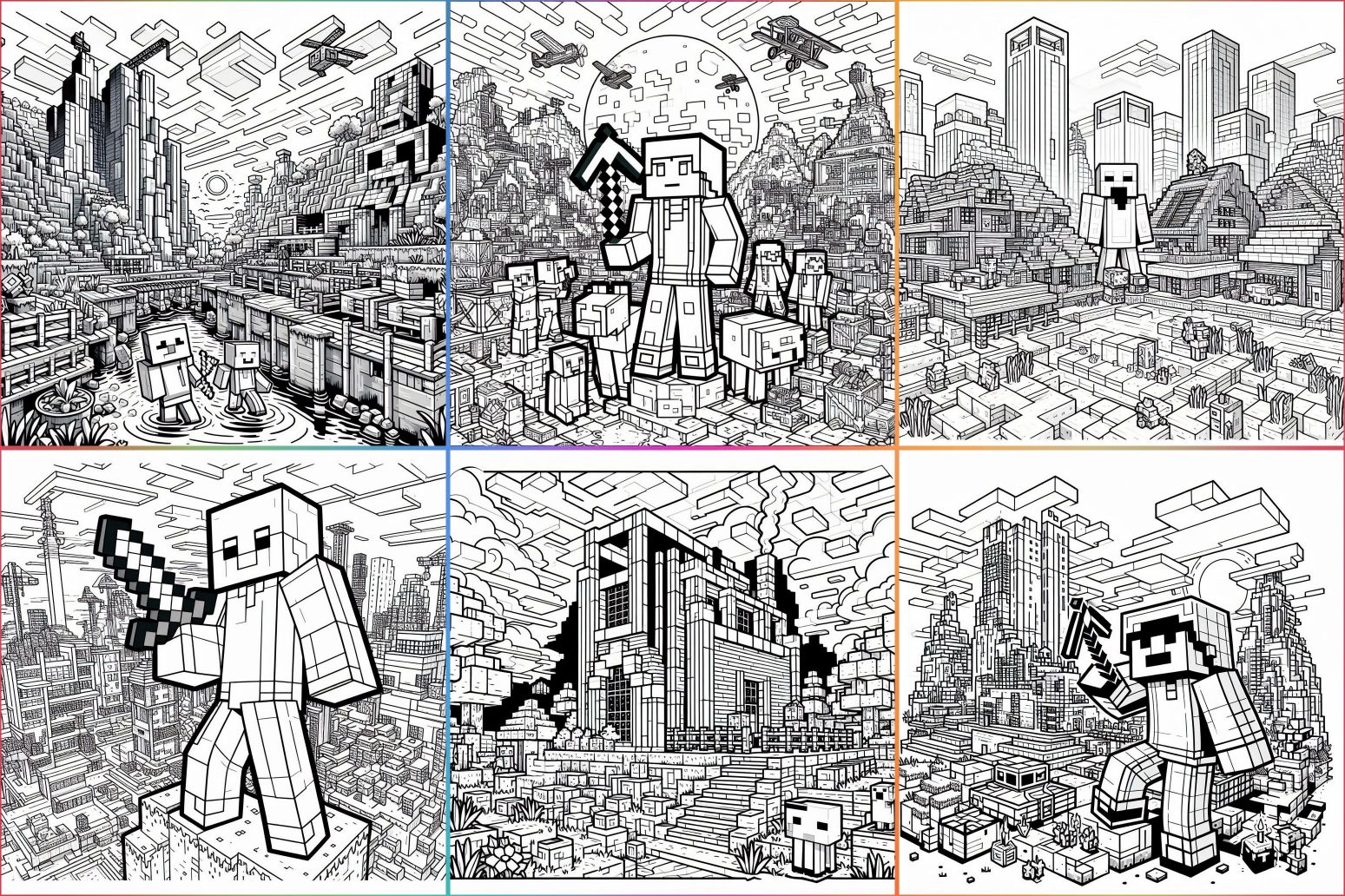 personagens minecraft para colorir