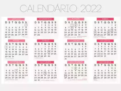 Calendário com feriado 2022