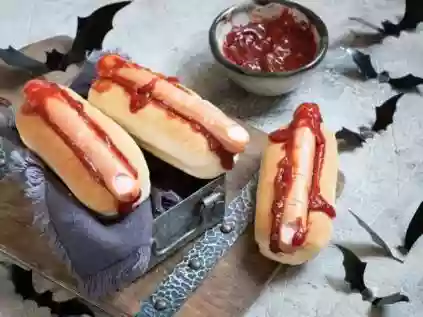Halloween comida: Hot dog de dedo