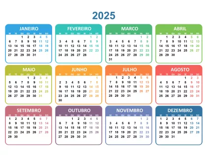 Calendário com feriado 2025